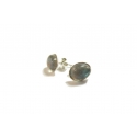 Labradorite Cabochon and Silver Stud Earrings